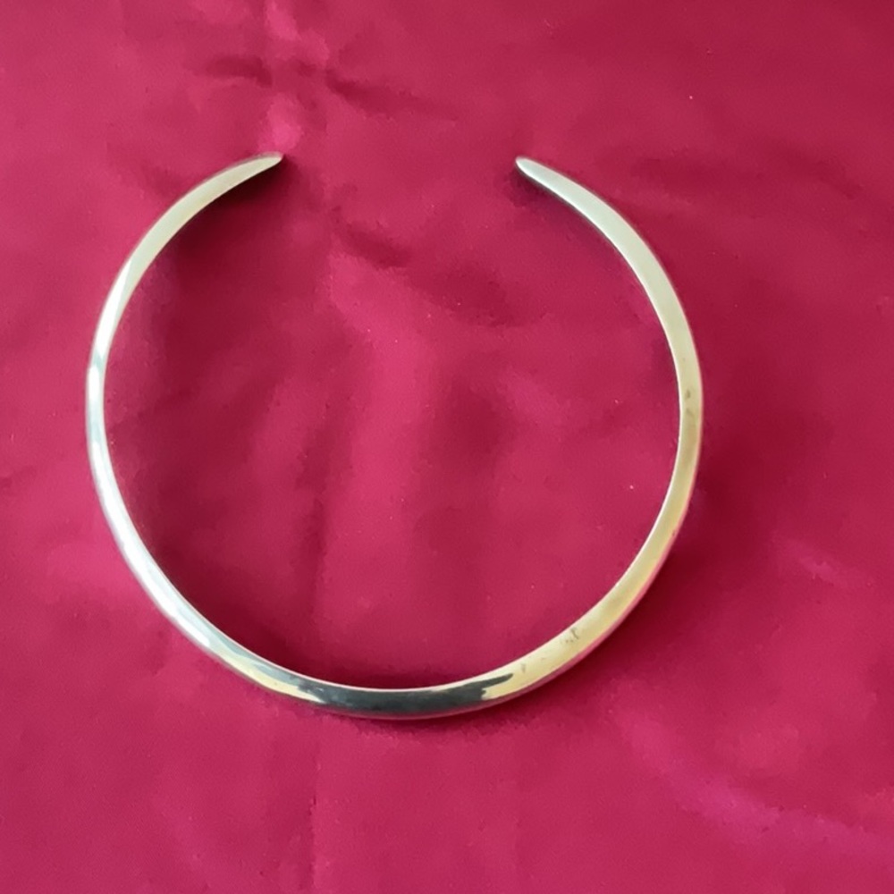 Structural Solid Sterling Silver Cuff Necklace. T… - image 1